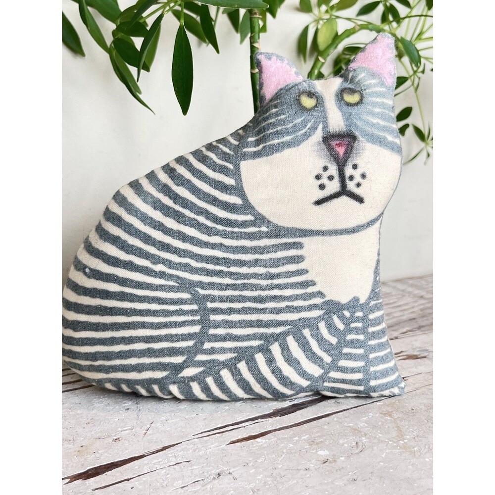 Rare Vintage B. Kliban Charming Grey And White Cat Throw Pillow 7”x6” Adorable